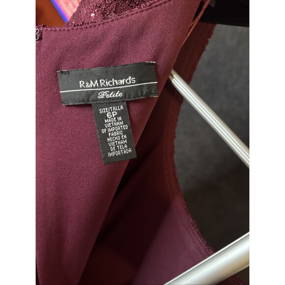 R & M Richards Red Asymmetrical High-Low Cocktail Dress 6P BURGUNDY color - Picture 11 of 11